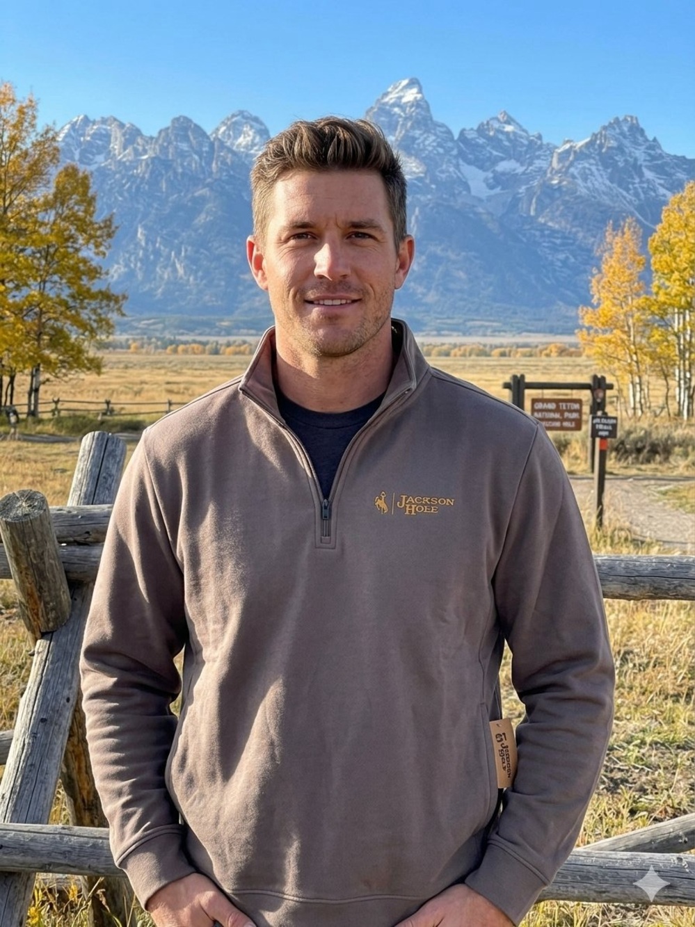 ROVE Men's grey Half-Zip Sweater with Gold Logo